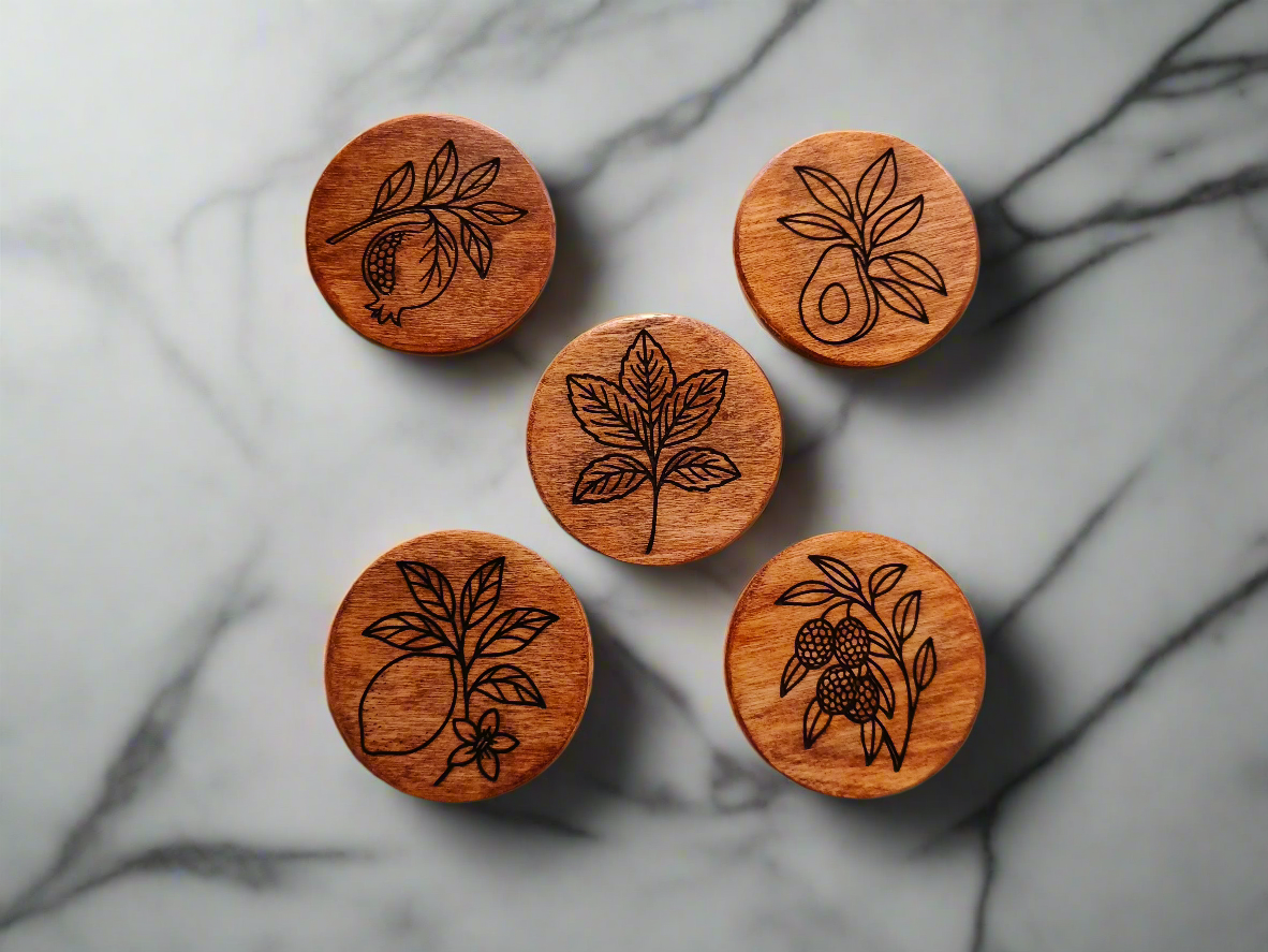 סט 5 תחתיות לכוסות מעץ