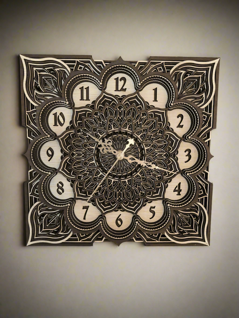 שעון קיר דקורטיבי מ8 שכבות עץ