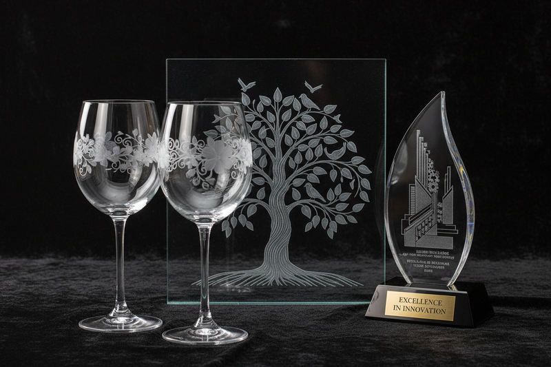 Laser engraved glass products